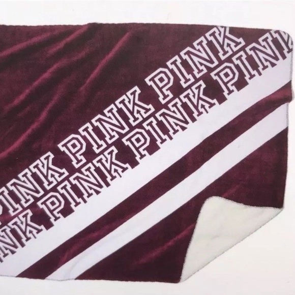 PINK Victoria's Secret Accessories - VS Pink Maroon Burgundy Blanket Sherpa